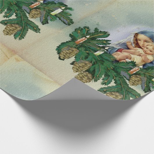 Angel-kerst en Jezus in het kaarslicht Cadeaupapier (Hoek)