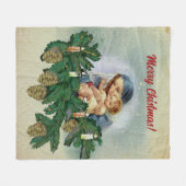 Angel-kerst en Jezus in het kaarslicht Fleece Deken (Voorkant (Horizontaal))