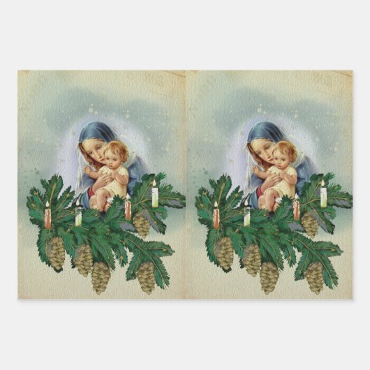 Angel-kerst en Jezus in het kaarslicht Inpakpapier Vel (Voorkant 3)