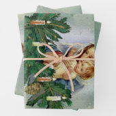 Angel-kerst en Jezus in het kaarslicht Inpakpapier Vel (In situ)