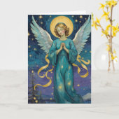  Angel Kerst Kaart - Personaliseer (Gele Bloem)