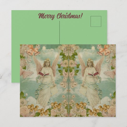 Angel kerstballons briefkaart (Voorkant / Achterkant)