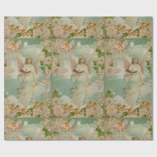 Angel kerstballons cadeaupapier (Vlak)