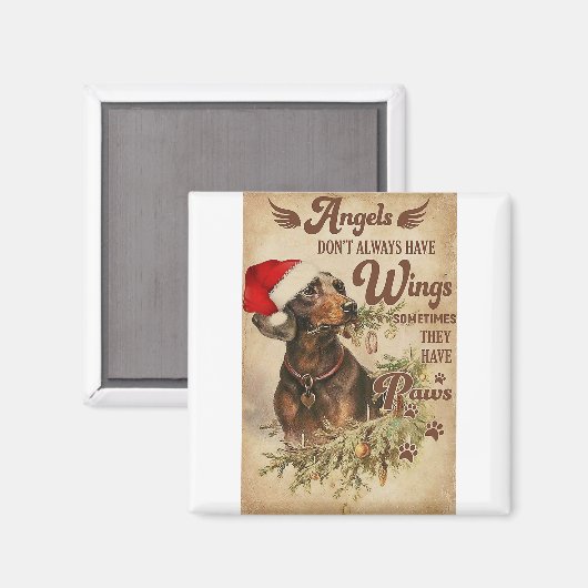 Angel kerstdachshunds magneet (Voorkant / Achterkant)