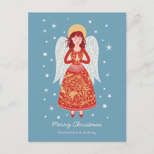 Angel-kerstfeestdag-Briefkaart Feestdagenkaart (Voorkant)