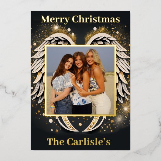 Angel-kerstkaart Folie Uitnodiging (Voorkant)