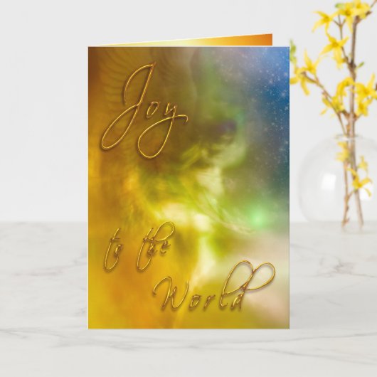 Angel Kerstmis "JOY TO the WORLD" Kaart (Gele Bloem)