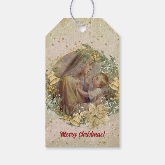 Angel Kerstmoeder en kind Cadeaulabel (Achterkant)