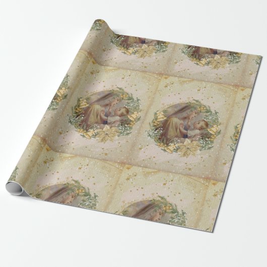 Angel Kerstmoeder en kind Cadeaupapier (Uitgerold)