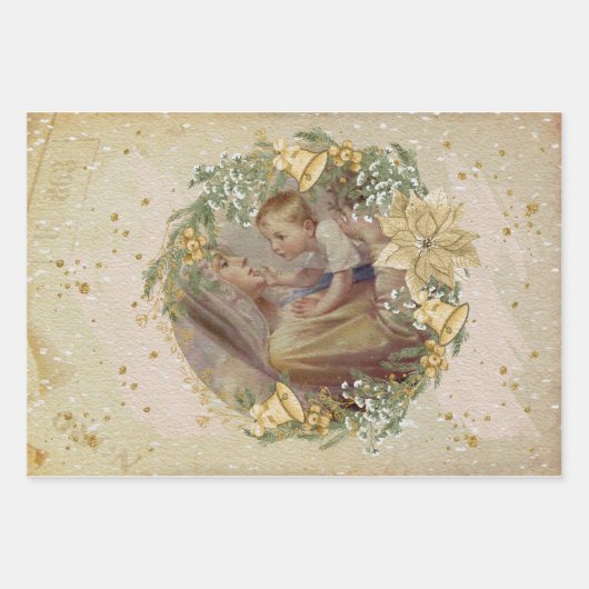 Angel Kerstmoeder en kind Inpakpapier Vel (Voorkant)