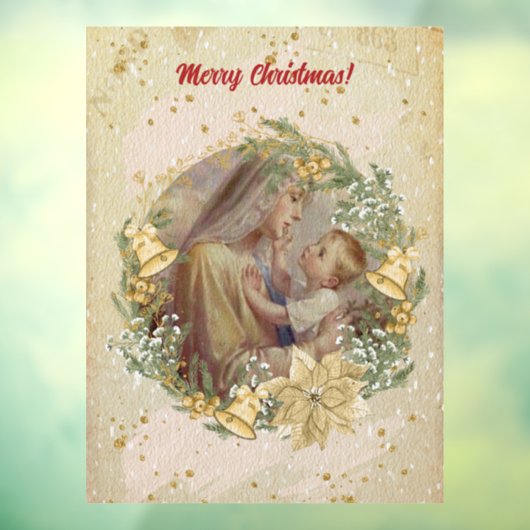 Angel Kerstmoeder en kind Raamsticker (Vel 3)