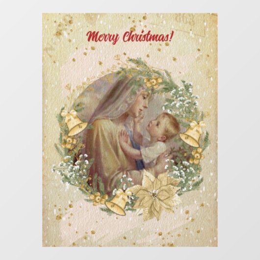 Angel Kerstmoeder en kind Raamsticker (Vel)