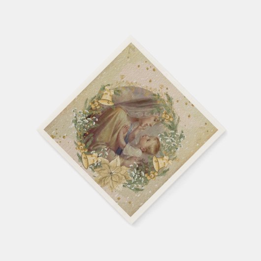 Angel Kerstmoeder en kind Servet (Hoek)