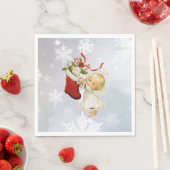 Angel & Kitty Kat Kerst Schattig Papier Servet (Insitu)