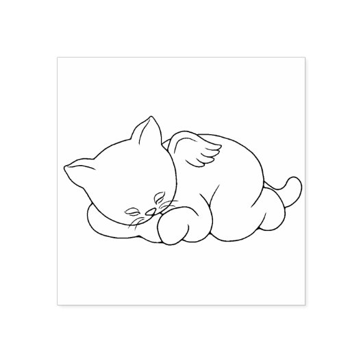 Angel Kitty kat met vleugels rubberen stempel (Afrduk)