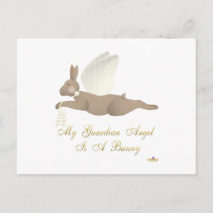 Angel Konijn Bruin Gele Rozen Guardian Angel Bun Briefkaart
