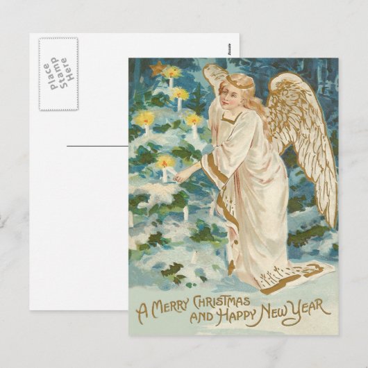 Angel Lighting Candlelit kerstboom Feestdagenkaart (Voorkant / Achterkant)