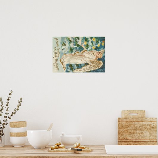 Angel Lighting Candlelit kerstboom Poster (Keuken)