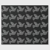 Angel Love Dove, White on Black Cadeaupapier (Vlak)