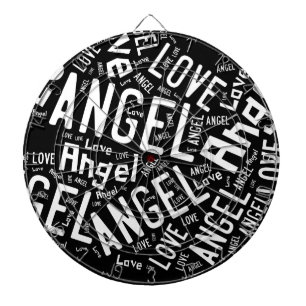 Angel Love Dove, White on Black Dartbord