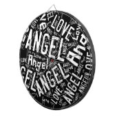 Angel Love Dove, White on Black Dartbord (Voorkant Rechts)