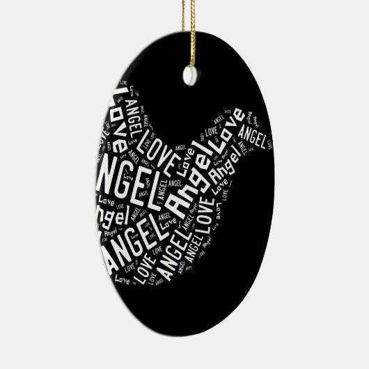 Angel Love Dove, White on Black Keramisch Ornament (Rechts)