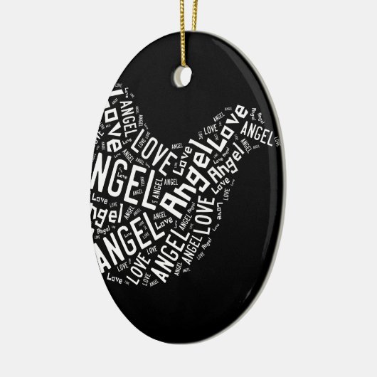 Angel Love Dove, White on Black Keramisch Ornament (Links)