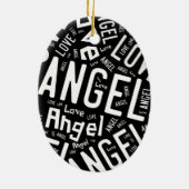 Angel Love Dove, White on Black Keramisch Ornament (Achterkant)