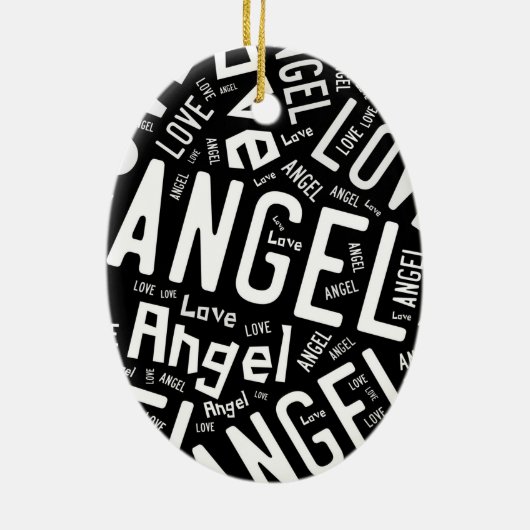 Angel Love Dove, White on Black Keramisch Ornament (Achterkant)