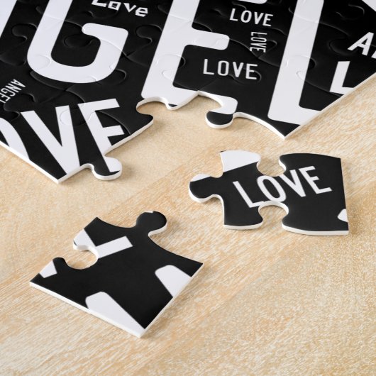 Angel Love Dove, White on Black Legpuzzel (Zijkant)