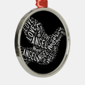 Angel Love Dove, White on Black Metalen Ornament (Rechts)