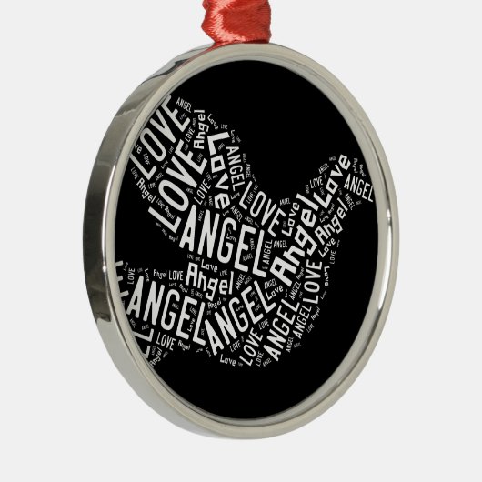 Angel Love Dove, White on Black Metalen Ornament (Rechts)