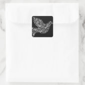 Angel Love Dove, White on Black Vierkante Sticker (Tas)