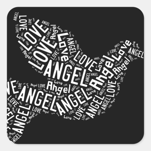 Angel Love Dove, White on Black Vierkante Sticker (Voorkant)