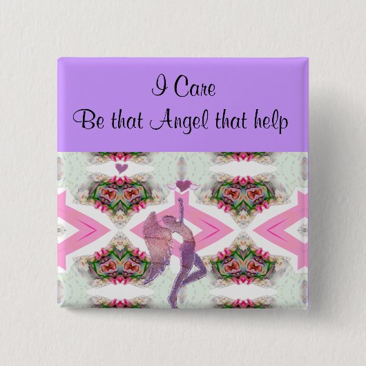 Angel Love_ Vierkante Button 5,1 Cm (Voorkant)