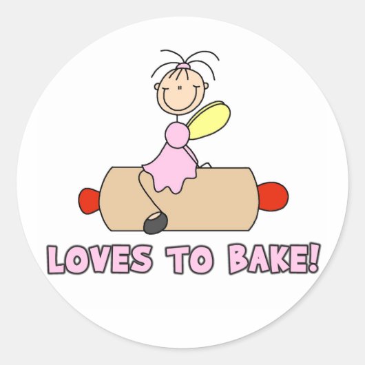 Angel Loves to Bake T-shirts en geschenken Ronde Sticker (Voorkant)