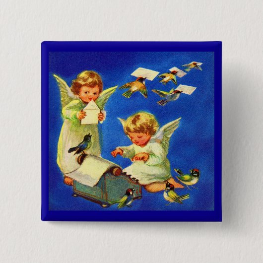 angel mail kantoor vierkante button 5,1 cm (Voorkant)