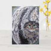 Angel Maine Coon Cat Kaart (Gele Bloem)