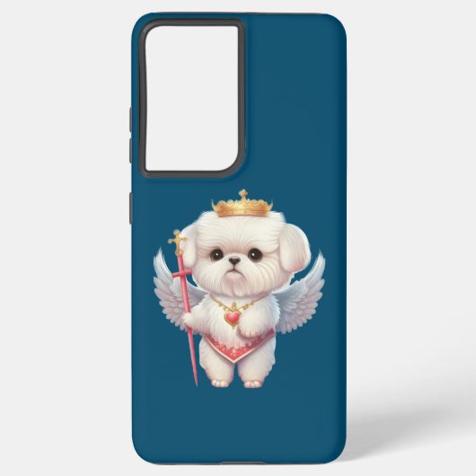 Angel Maltese puppy, hondenliefhebbers van Maltes Samsung Galaxy Hoesje (Achterkant)