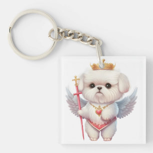 Angel Maltese puppy, hondenliefhebbers van Maltes  Sleutelhanger