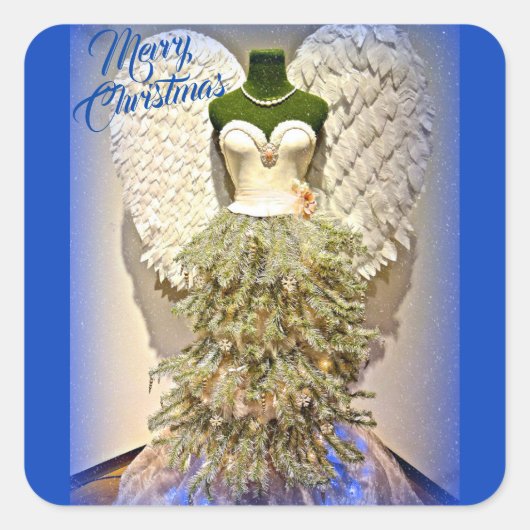 Angel Mannequin Dress Form kerstboom Vierkante Sticker (Voorkant)