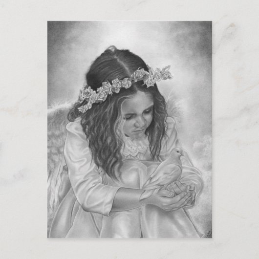 Angel meisje duif zegeningen Briefkaart (Voorkant)