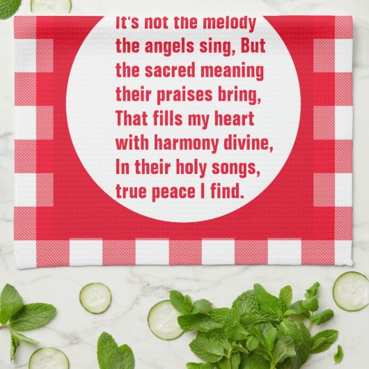 Angel Melody gedicht op rood & wit plaid Theedoek (Gevouwen)