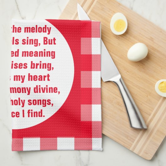 Angel Melody gedicht op rood & wit plaid Theedoek (Quarter Fold)