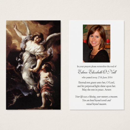 Angel Memorial verlies begrafenis gebed sympathie  Visitekaartjes (Voorkant /achterkant)