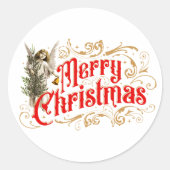  Angel-Merry-kerstrecro Ronde Sticker (Voorkant)