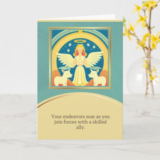 angel message happy birthday kaart (Gele Bloem)