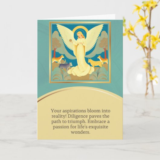 angel message happy birthday kaart (Gele Bloem)