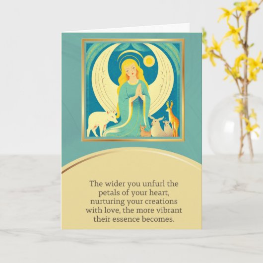 angel message happy birthday kaart (Gele Bloem)