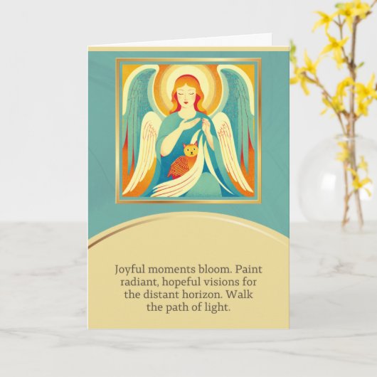 angel message happy birthday kaart (Gele Bloem)